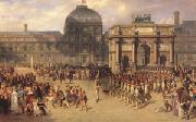 joseph-Louis-Hippolyte  Bellange A Review Day under the Empire in the Cour de Carrousel near the Tuileries Palace (mk05) France oil painting reproduction